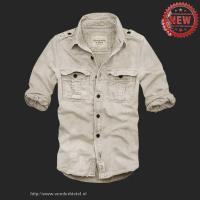 heren abercrombie fitch washed lang overhemd licht-khaki Store Rotterdam yg8gt382